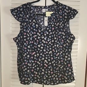 Bundle 3 for $15 Gap navy blue floral flutter sleeve top